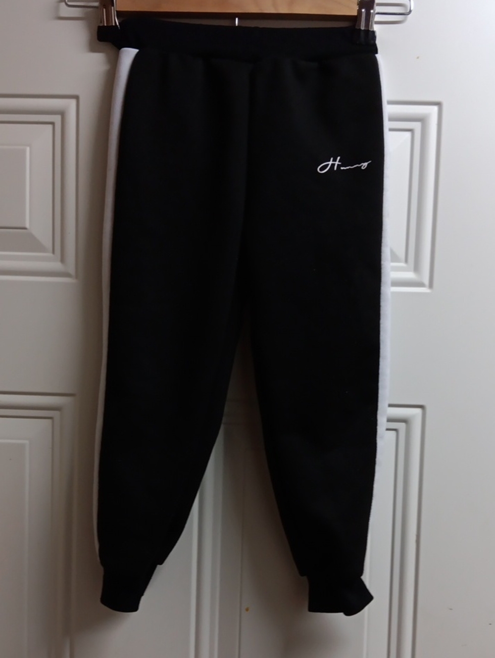 SHEIN Black Sweatpants with White Side Panels